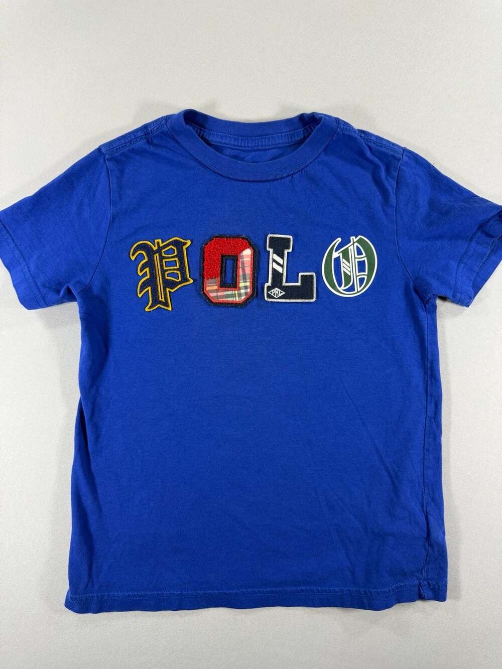 Polo Ralph Lauren Patchwork Logo T-Shirt Blue Cotton